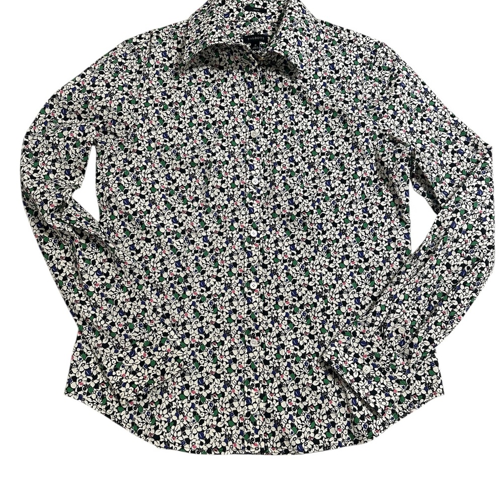Talbots Women’s Floral Button Up Dress Shirt Stretch Size 6